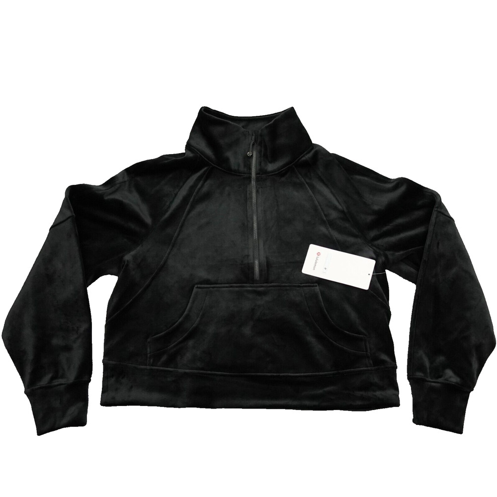 New Lululemon Size M / L Scuba Oversized Funnel Neck Velvet Half Zip Black